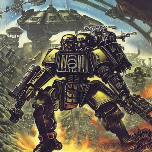 Image similar to cadia fell before the guard did, warhammer 4 0 k art, epic craig mullens