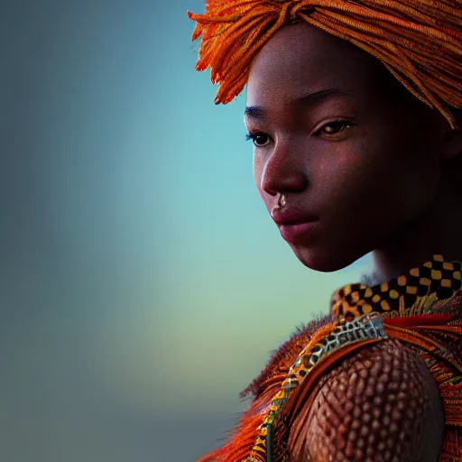Image similar to an afican girl by wlop in apikatchu costume by moebius, rtx reflections, octane 1 2 8 k, extreme high intricate details, digital abstract art by ross tran, medium shot, close up shot, composition by sana takeda, lighting by greg rutkowski