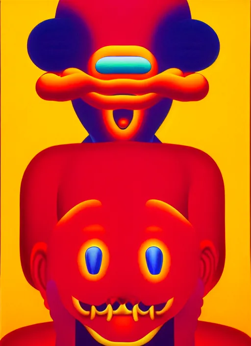 Image similar to devil by shusei nagaoka, kaws, david rudnick, airbrush on canvas, pastell colours, cell shaded, 8 k