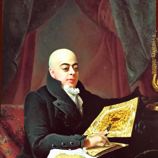 Prompt: George Frederic Handel eating cake
