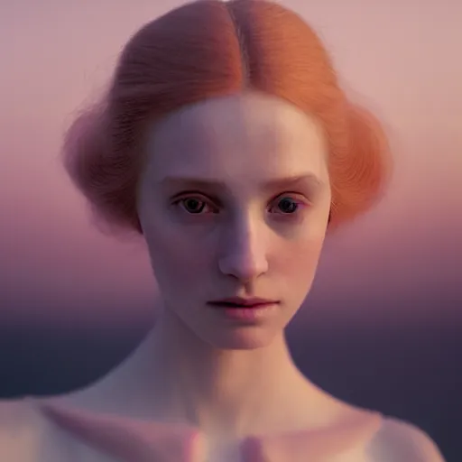 Image similar to photographic portrait of a stunningly beautiful english virgin renaissance female in soft dreamy light at sunset, beside the river, soft focus, contemporary fashion shoot, in a denis villeneuve and tim burton movie, by edward robert hughes, annie leibovitz and steve mccurry, david lazar, jimmy nelsson, extremely detailed, breathtaking, hyperrealistic, perfect face, octane render