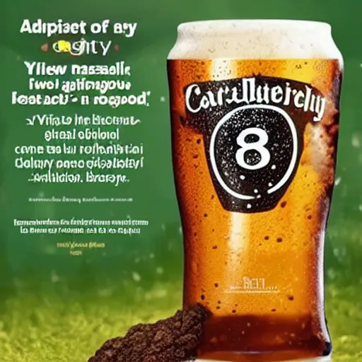 Prompt: advertisement of new Carlsberg beer made with authentic human feces