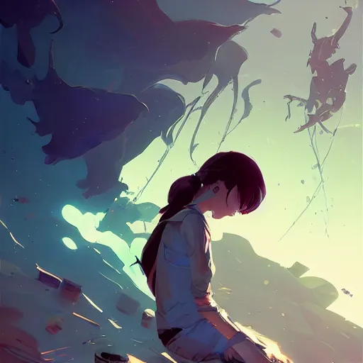 Prompt: overwhelmed with thoughts behance hd artstation by jesper ejsing, by rhads, makoto shinkai and lois van baarle, ilya kuvshinov, ossdraws, that looks like it is from borderlands and by feng zhu and loish and laurie greasley, victo ngai, andreas rocha