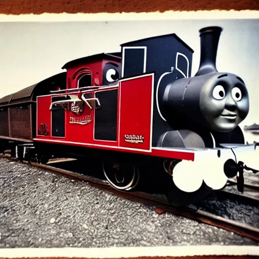 Prompt: an image of the historical train that inspired thomas the tank engine, worn photograph, 1 8 0 0's