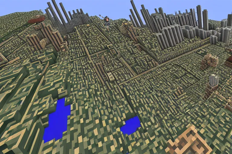 Image similar to new york in the style of minecraft