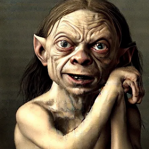 Image similar to Greta thunberg as gollum Sméagol lord of the rings, highly detailed, dirty. Peter Paul Rubens