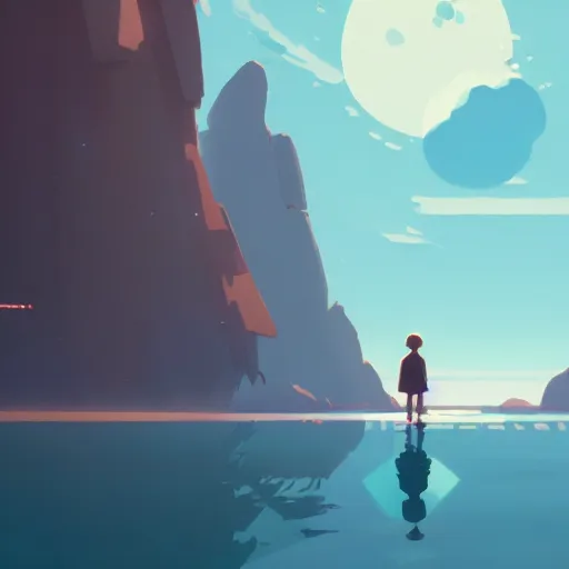 Image similar to no man is an island, entire of itself, every man is a piece of the continent, a part of the main, detailed, cory loftis, james gilleard, atey ghailan, makoto shinkai, goro fujita, studio ghibli, rim light, exquisite lighting, clear focus, very coherent, plain background