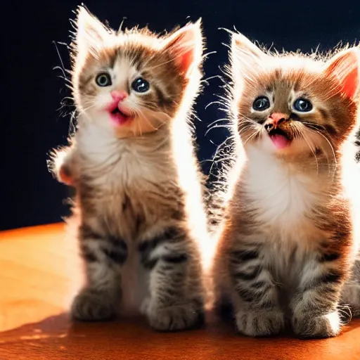 Prompt: an amazing award winning photo of kittens singing in a mic, very detailed and sharp, 4k hdr, masterpiece