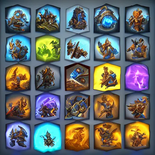 Image similar to complete icon set for a Blizzard Warcraft game