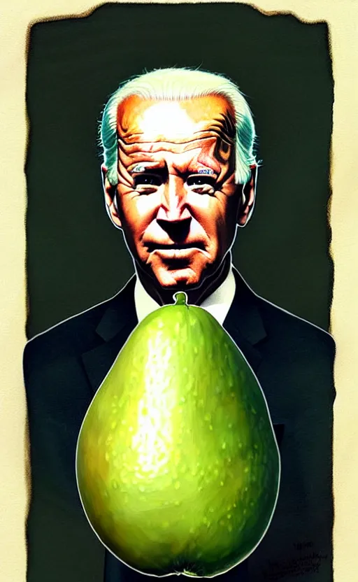 Image similar to joe biden as a avocado painting by chiara bautista, beksinski and norman rockwell and greg rutkowski weta studio, tom bagshaw and lucasfilm