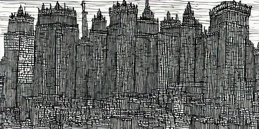 Image similar to simple line art of tower of babylon