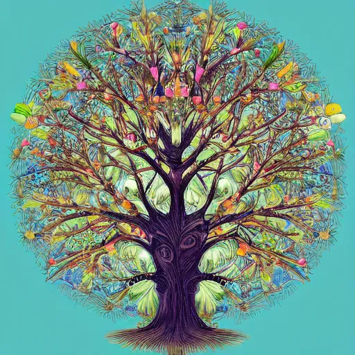 Prompt: a beautiful ultradetailed illustration of tree of life filled with birds by ernst haeckel and Luigi Seraphini and james jean trending on artstation, vivid colors 4k wallpaper