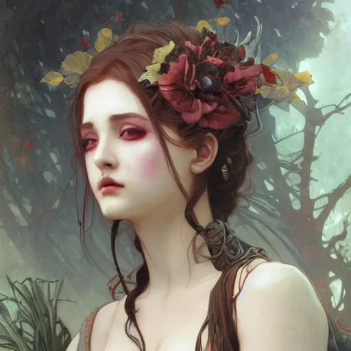 Image similar to beautiful zombie girl, intricate, art by artgerm and greg rutkowski and alphonse mucha and william - adolphe bouguereau, high detailed, 4 k,