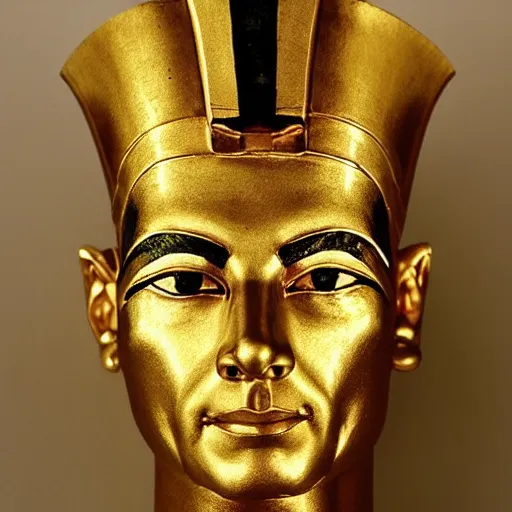 Image similar to ancient, golden egyptian pharaoh death mask of walter white