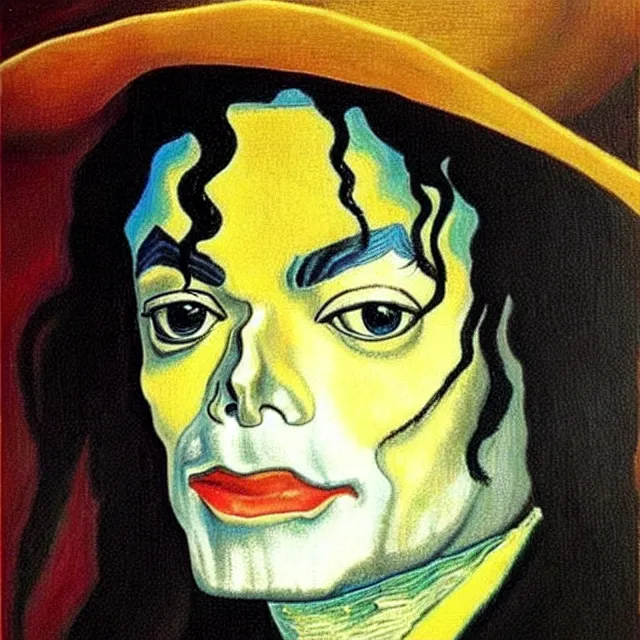 Prompt: a beautiful painting michael jackson face, by disney concept artists van gogh leonardo da vinci realistic oil painting