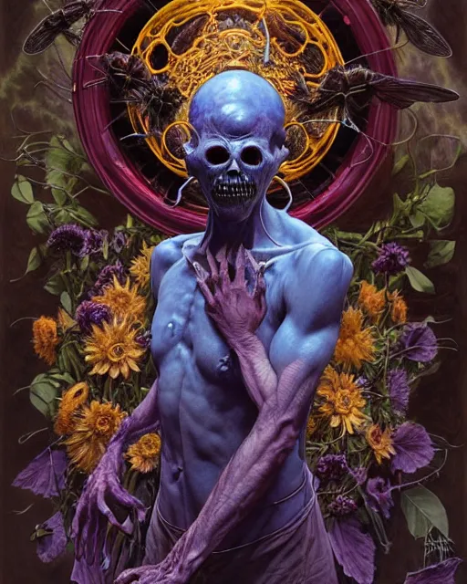 Prompt: the platonic ideal of flowers, rotting, insects and praying of cletus kasady ultimate carnage thanos dementor wild hunt doctor manhattan chtulu nazgul mandala davinci, d & d, fantasy, ego death, detailed, intricate, hyperrealism, intense, scary, decay, dmt, art by artgerm and greg rutkowski and alphonse mucha