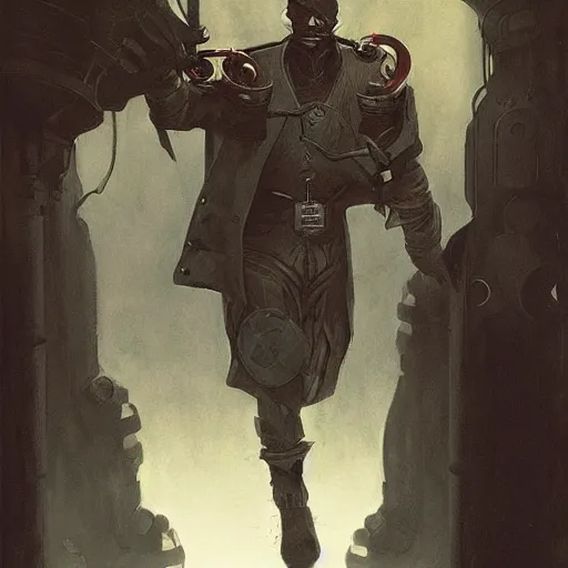 Prompt: Overseer from Dishonored, concept art by gerald brom