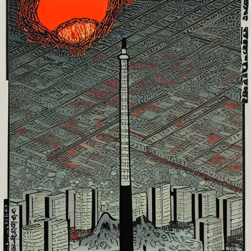 Image similar to nuclear mushroom in Tokyo by Toshio Saeki high detailed, view from street