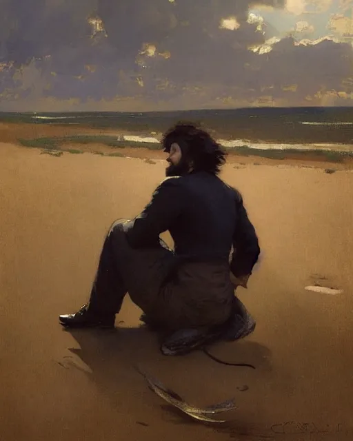Prompt: a guy waiting for his love to come, art by greg rutkowski, gustave courbet, rosa bonheur, edward hopper. faithfully depicted facial expression, perfect anatomy, sharp focus, global illumination, radiant light, detailed and intricate environment, trending on artstation