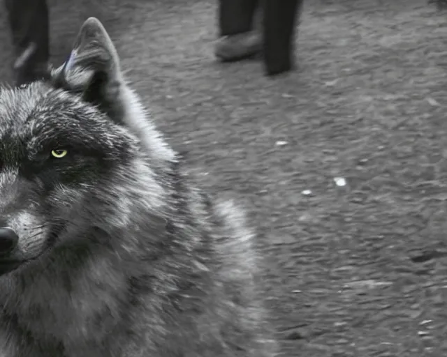 Prompt: Close up camera footage of a extremely aggressive Feral Black Wolf with severe late stage rabies in an abandoned shopping mall, Wolf Running Directly toward camera, It Follows :7 , high exposure, dark, monochrome, camera, grainy, CCTV, security camera footage, timestamp, zoomed in, Creepy, Feral, fish-eye lens, Rabid, Dire Wolf, Nightmare Fuel, Wolf, Evil, Stalking, Bite, Motion Blur, horrifying, lunging at camera :4 Blood on floors, windows and walls :5