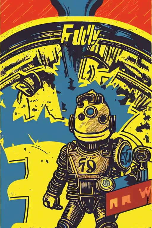 Image similar to fallout 7 6 retro futurist illustration art by butcher billy, sticker, colorful, illustration, highly detailed, simple, smooth and clean vector curves, no jagged lines, vector art, smooth andy warhol style