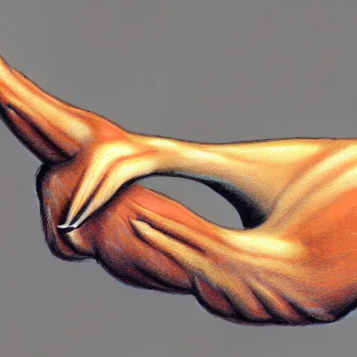 Image similar to anatomic study of an anthropomorphic fox hand with claws, anatomy hand study close up, digital art