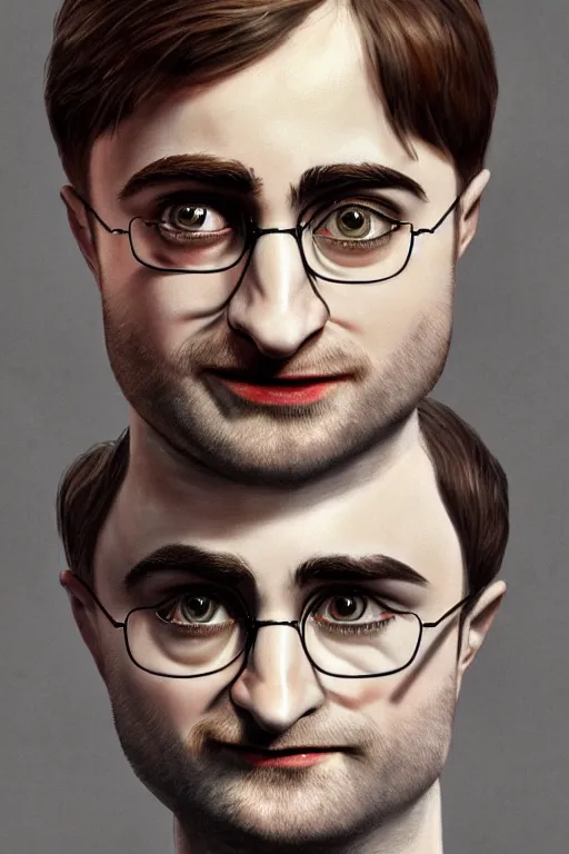 Prompt: mrpotatohead mixed with daniel radcliffe, artgem, digital painting, color painting, hyperrealistic, concept art, oil painting, masterpiece, concept art, trending on deviantart, realistic and detailed face, highly detailed, high quality, 8 k, soft lighting, fancy colors, fantasy, cinematic, high coherence