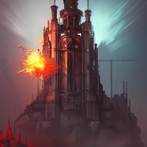 Image similar to gotic engine thomas edkt straight to hell, artstation