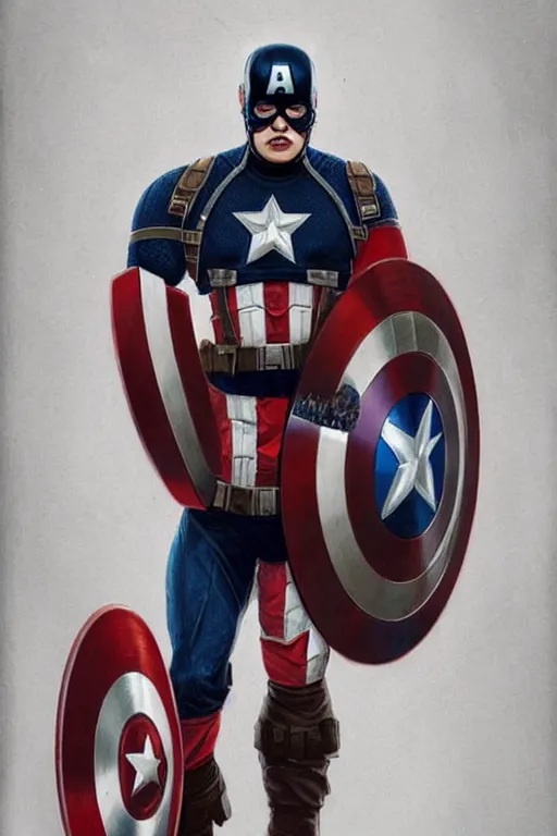 Image similar to Boris Johnson as Captain America, realistic portrait, symmetrical, highly detailed, digital painting, artstation, concept art, smooth, sharp focus, illustration, cinematic lighting, art by artgerm and greg rutkowski and alphonse mucha