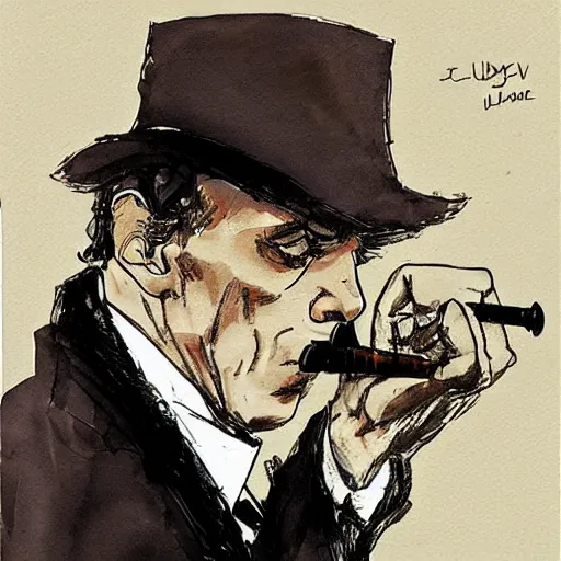 Prompt: hugh laurie as sherlock holmes, portrait by eddie campbell,