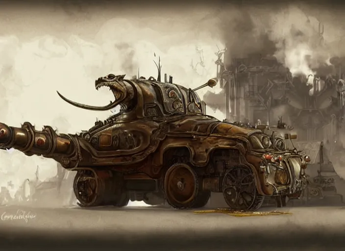 Prompt: illustration, real dragon with steam punk tanks and pipes on its side, concept art, white background, artstation