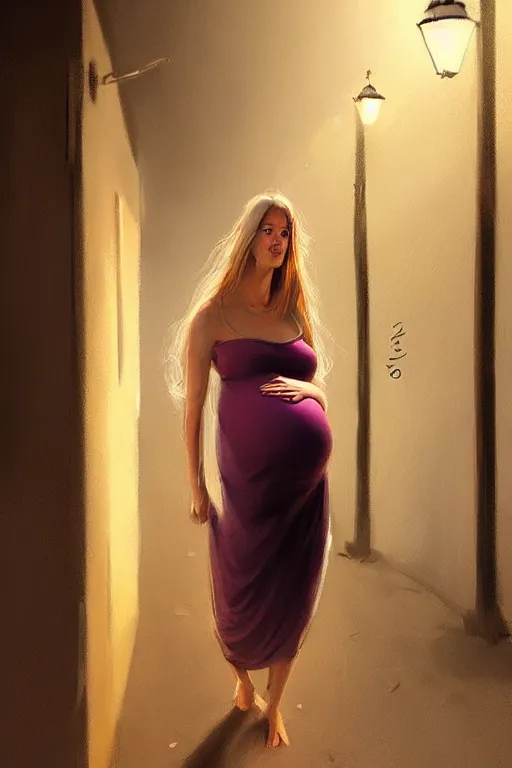 Image similar to pregnant woman under street light by Mandy Jurgens