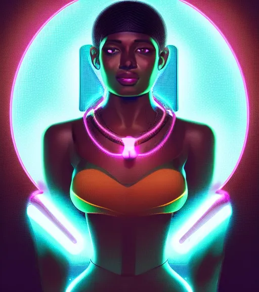 Prompt: symmetry!! ethiopian princess of technology, solid cube of light, hard edges, product render retro - futuristic poster scifi, lasers and neon circuits, brown skin man ethiopian princess, intricate, elegant, highly detailed, digital painting, artstation, concept art, smooth, sharp focus, illustration, dreamlike, art by artgerm