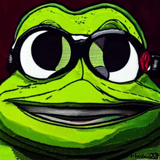 Prompt: portrait of a rare pepe