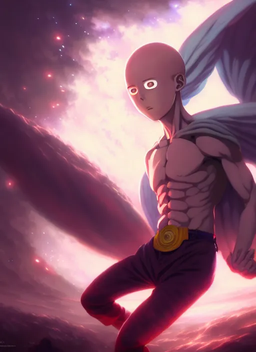 Saitama Wallpaper Sitting by the shore : r/AiAnimeArt