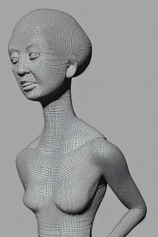 Image similar to delicate woman 3 d model statue by giacometti, intricate, highly detailed, hyper realistic, soft shadow