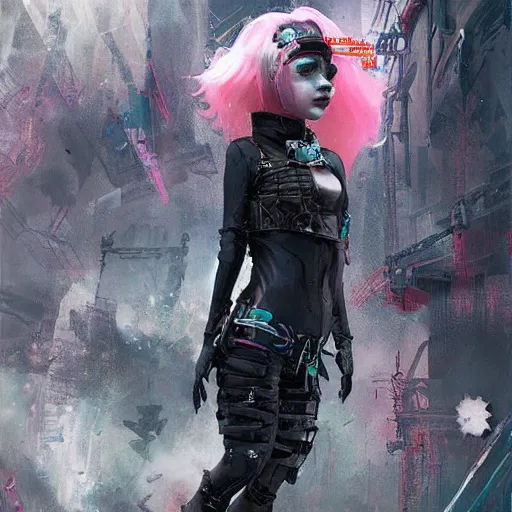 Prompt: cybergoth little girl, artwork by greg rutkowski and hiroriko araki