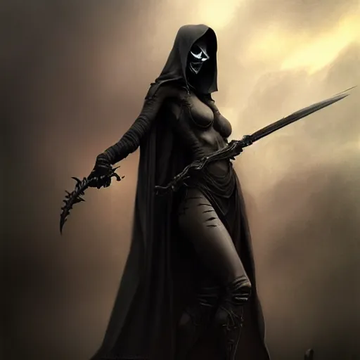 Prompt: grim reaper, character portrait, sharp, digital matte painting, art by luis royo, greg rutkowski, wlop, dramatic lighting, trending on artstation