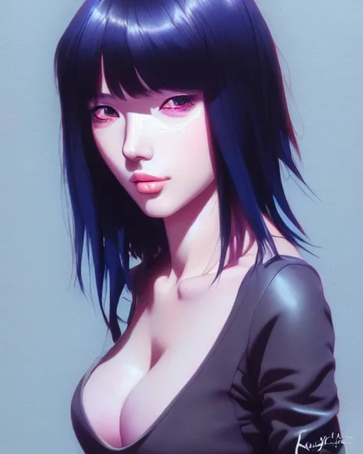 Image similar to portrait Anime girl Scarlet Johanson. fine-face, pretty face, realistic shaded Perfect face, fine details. Anime. realistic shaded lighting by Ilya Kuvshinov katsuhiro otomo ghost-in-the-shell, magali villeneuve, artgerm, rutkowski, WLOP Jeremy Lipkin and Giuseppe Dangelico Pino and Michael Garmash and Rob Rey in official suit