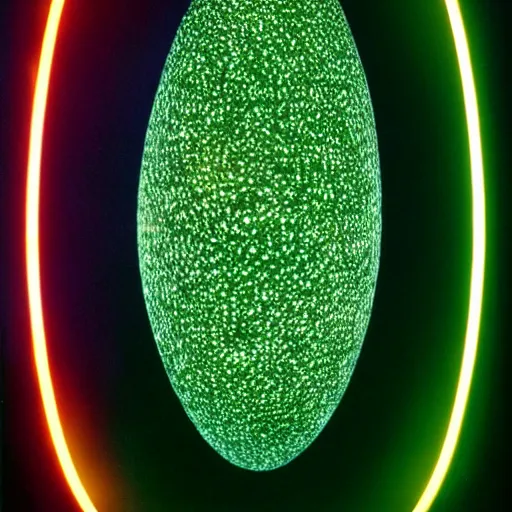 Image similar to annie liebowitz portrait of a plasma energy tron dinosaur egg, made up of glowing electric polygons. cinestill