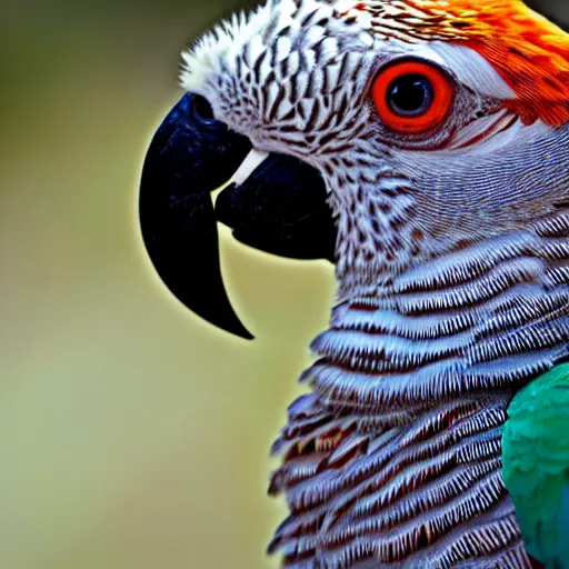 Prompt: close up of a beautiful parrot pheasant