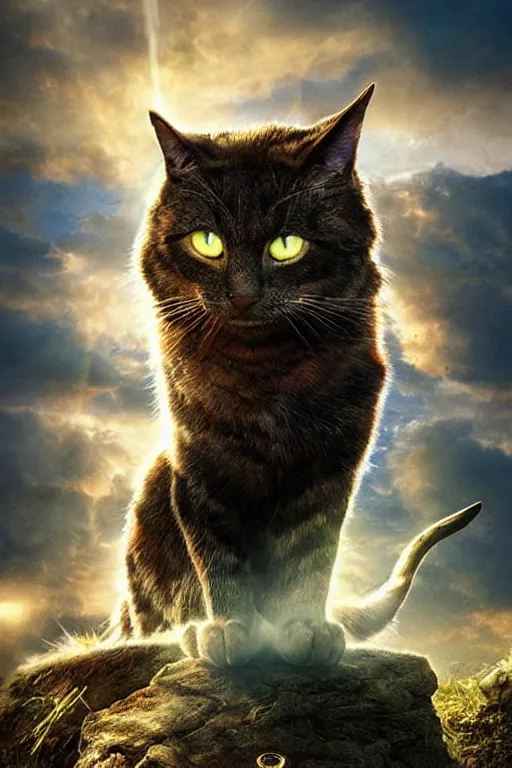 Image similar to a movie poster for warrior cats, depth of field, sun flare, hyper realistic, very detailed, backlighting, cgi, by wayne mclouglin