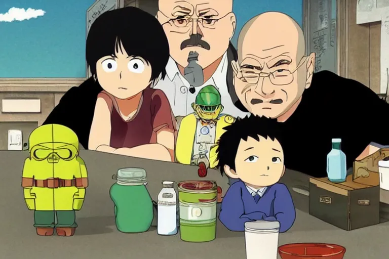 Image similar to studio ghibli's adaptation of breaking bad.