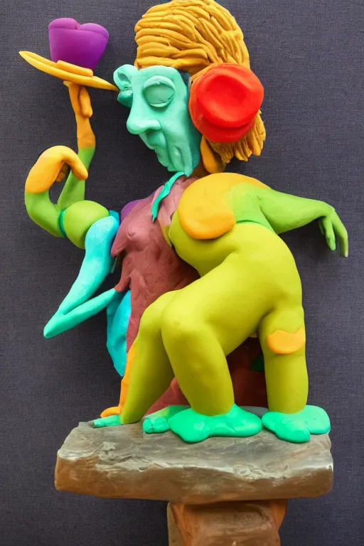 Prompt: a play - doh sculpture of a famous salvador dali painting