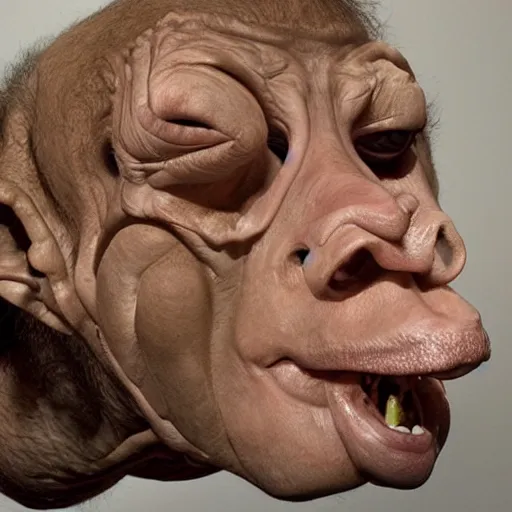 Image similar to praying man fish chimera, ron mueck masterpiece in exhibition