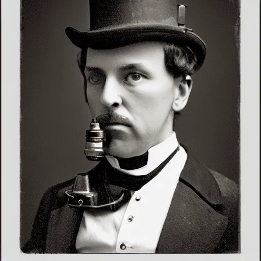 Image similar to Portrait of a Victorian Gentleman with a Steampunk prosthetic