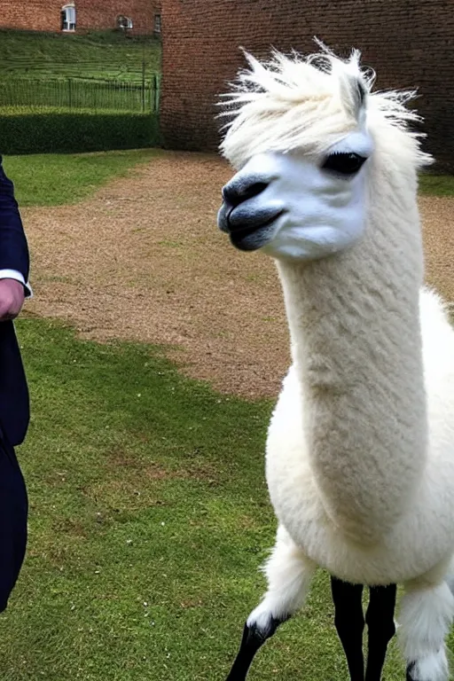 Image similar to A llama with the features of Boris Johnson