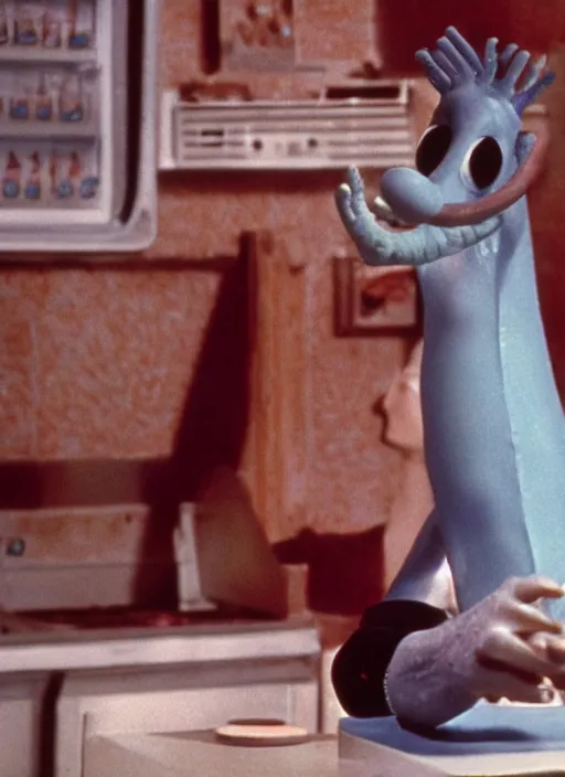 Prompt: a still of David Cronenberg in Gumby (1960), 4k, hi-res