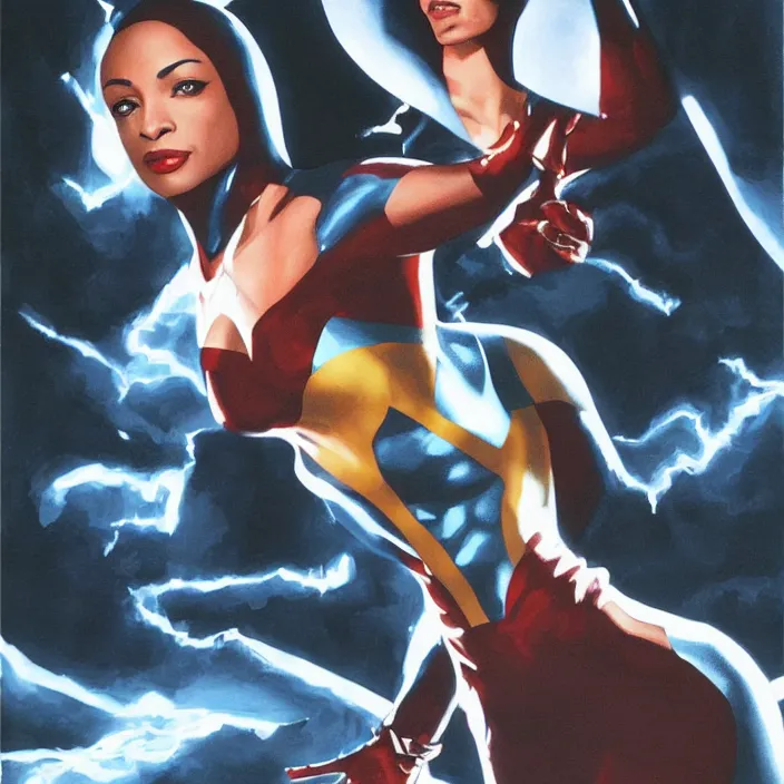 Image similar to sade adu as one of the x-men, painting by alex ross,