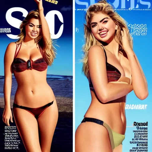 Image similar to Kate Upton body on sport illustrated swimsuit cover,